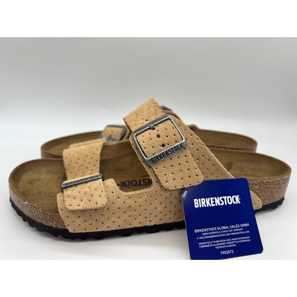 Birkenstock Arizona Suede Embossed New Beige Size W11/M9 - Picture 2 of 12